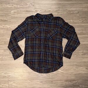 Matix Button Shirt Men's L Plaid Flannel Brown & Blue